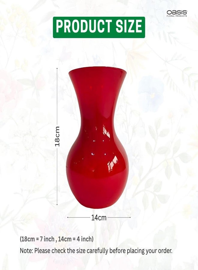 Oasis Acrylic Unbreakable Classic Flower Vases for Table Centerpiece, Home Decor, Floral Arrangement, Office, Events, Gifting & More - Sweetheart Red - Image 3